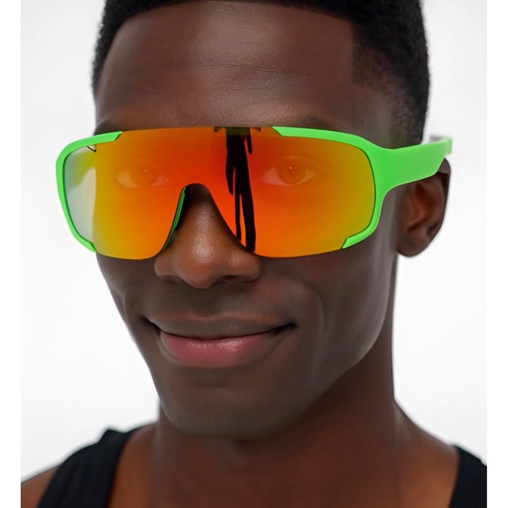 Shield Sunglasses Sport Cycling Glasses Windproof UV Protection‎ Green Frame New